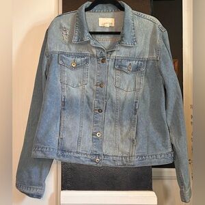 Denim distressed Blue Women's Jacket plus curve